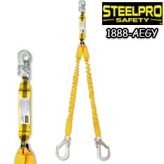 تصویر لنیارد دو بازو الاستیک تسمه ای با قلاب Steelpro Safety مدل STEEL FLEX